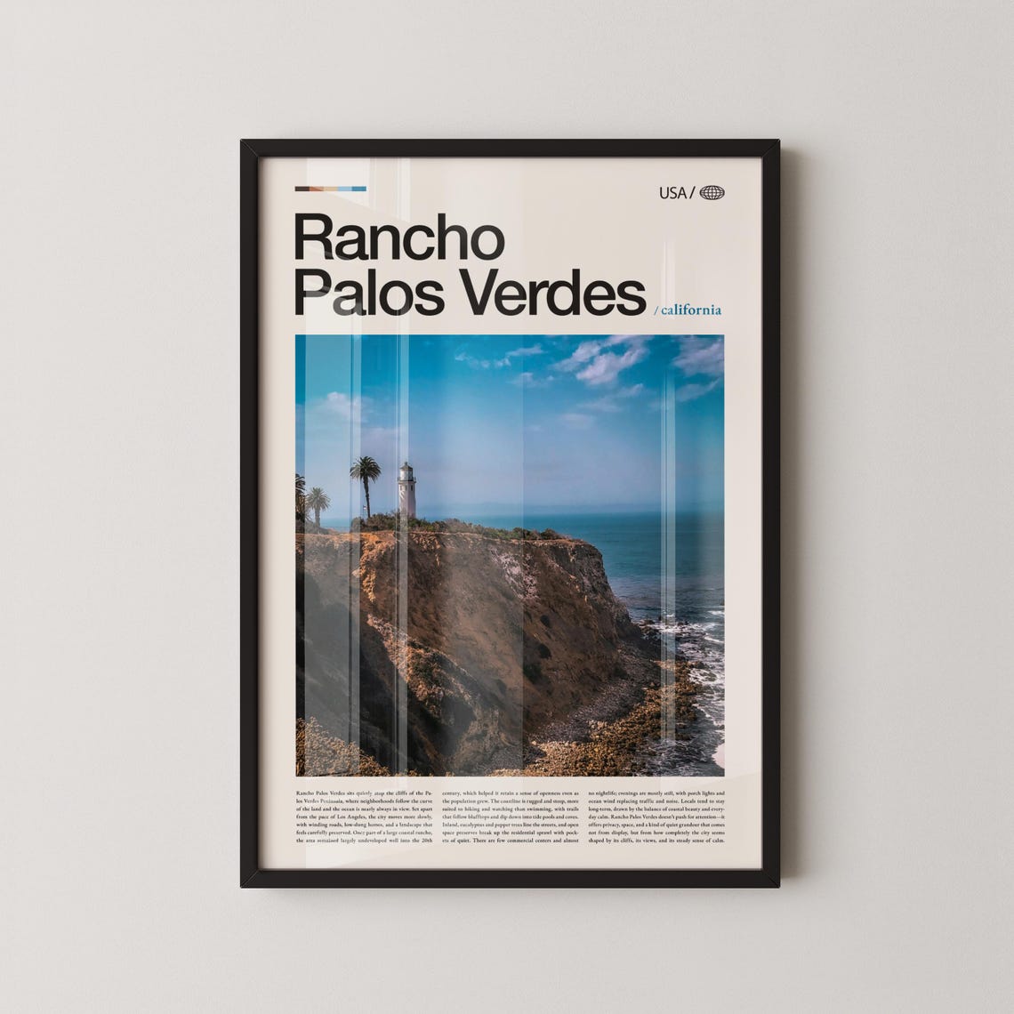 Rancho Palos Verdes Lighthouse Cliffs California Travel Poster