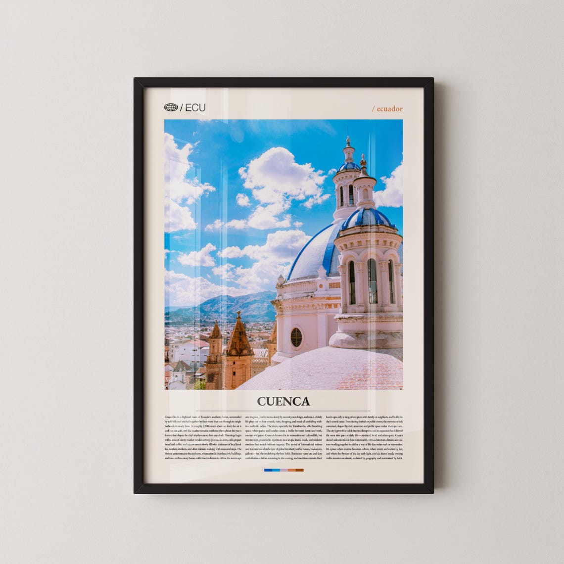 Cuenca Ecuador Cathedral Blue Domes Editorial Travel Photo Poster