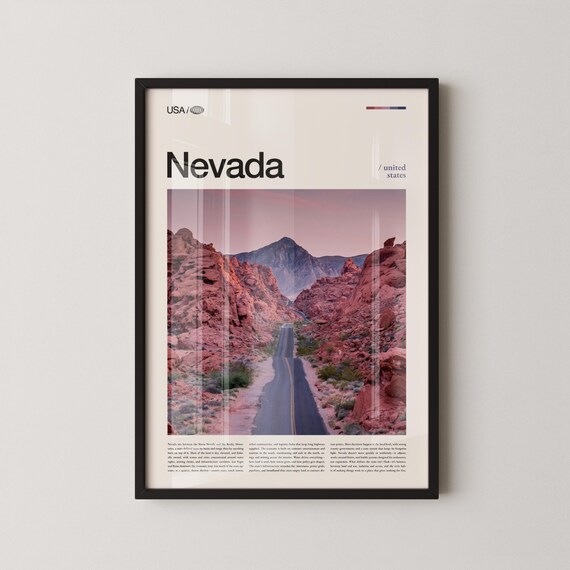 Nevada Desert Highway through Red Rock Canyon at Dusk Poster