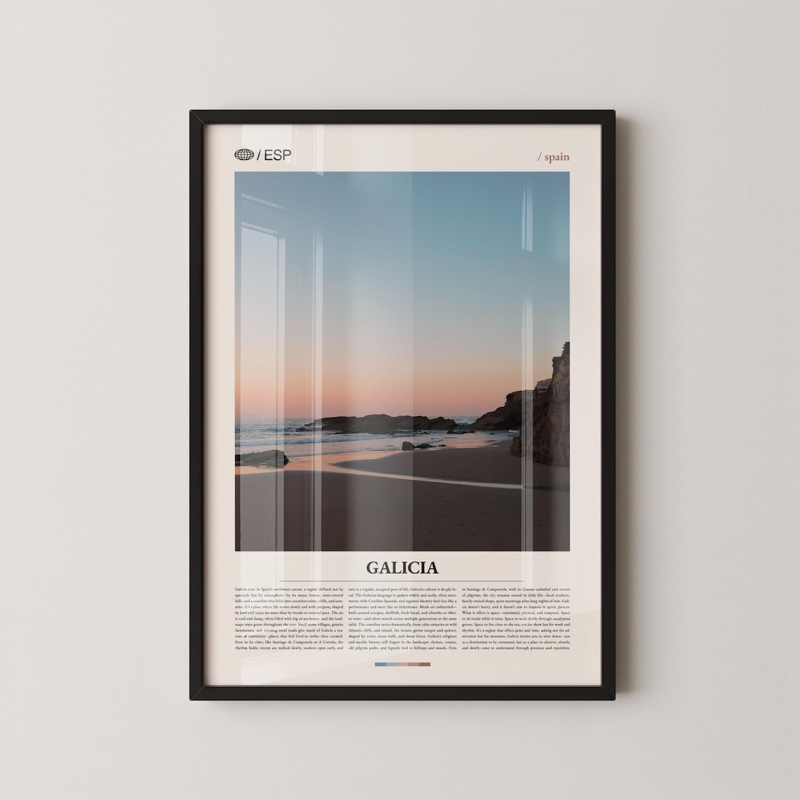 Galicia Spain Coastal Sunset Beach Photography Travel Poster
