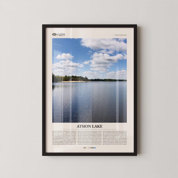 Atsion Lake New Jersey Print Pine Barrens Wall Art Poster Photo Wharton State Forest Serene Nature Decor
