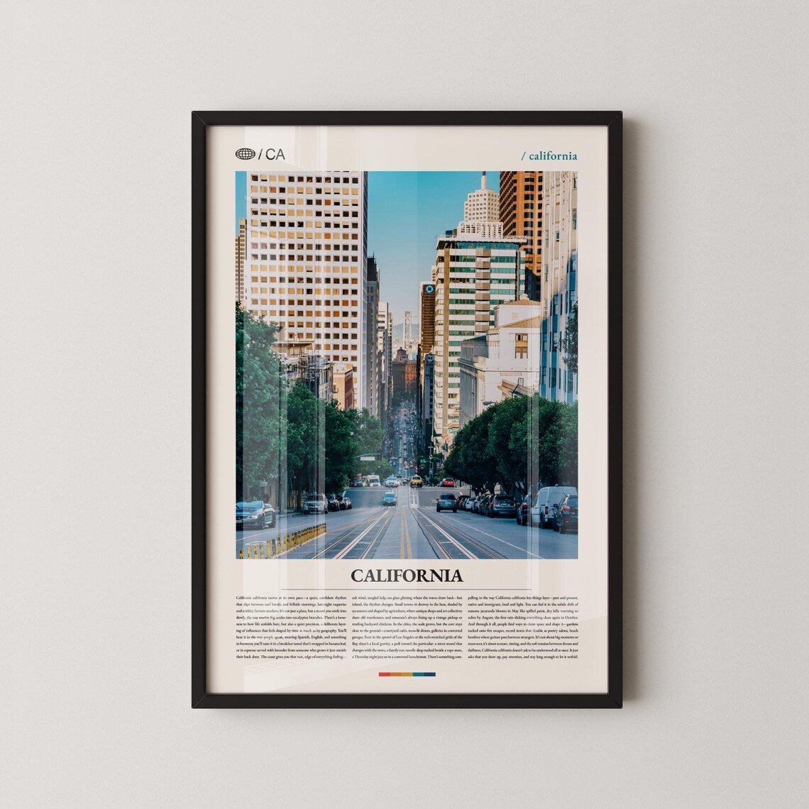 California San Francisco City Street Tram Photo Travel Poster
