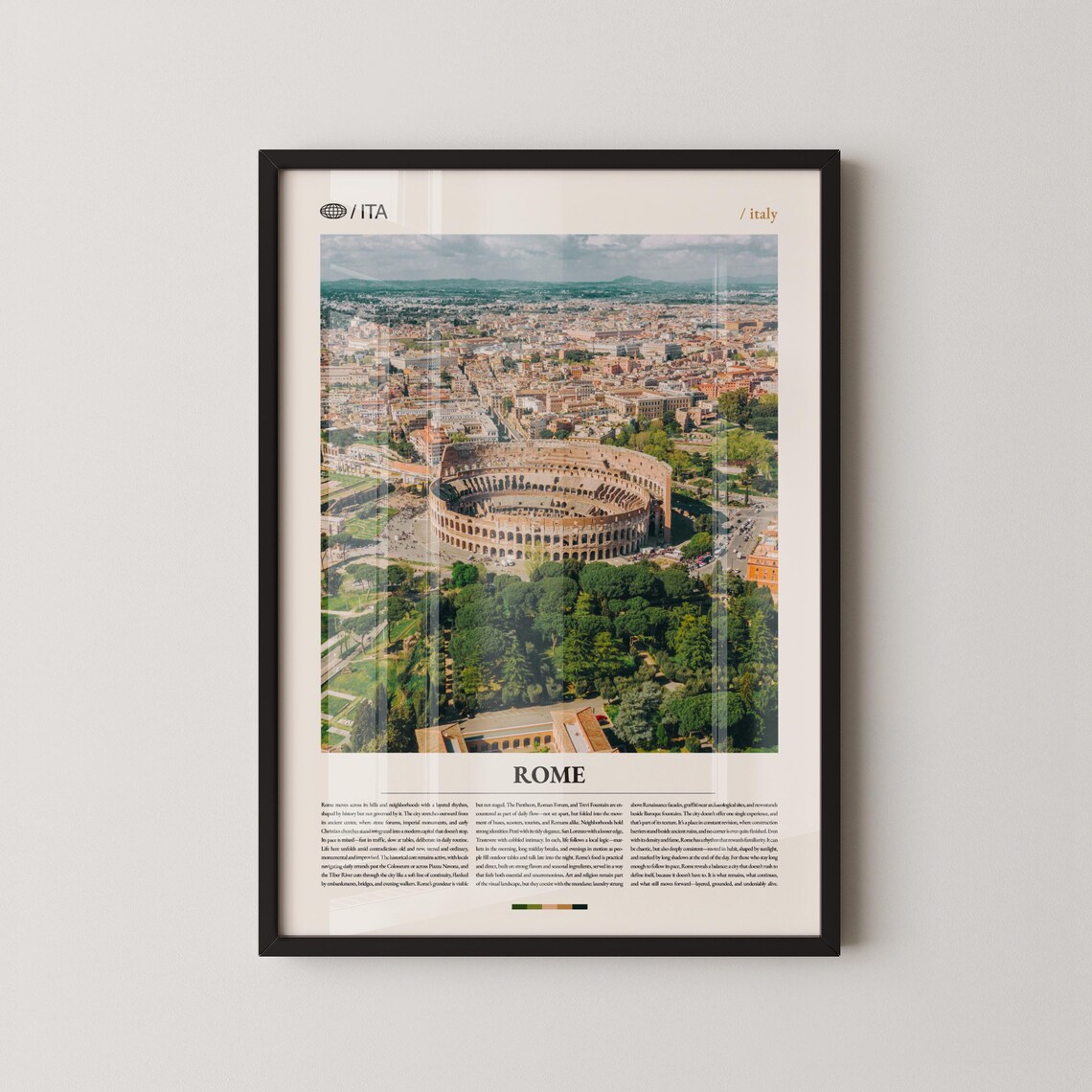 Rome Italy Travel Art Aerial Colosseum Photo Eternal City View Poster
