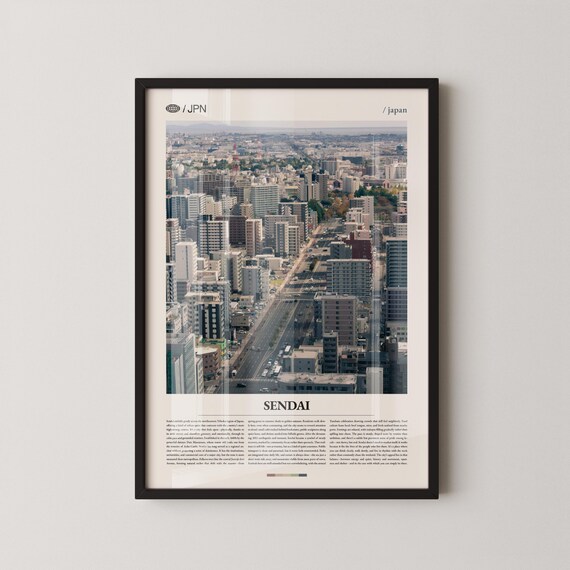 Sendai City Panorama Mountains Japan Tohoku Region Photo Poster