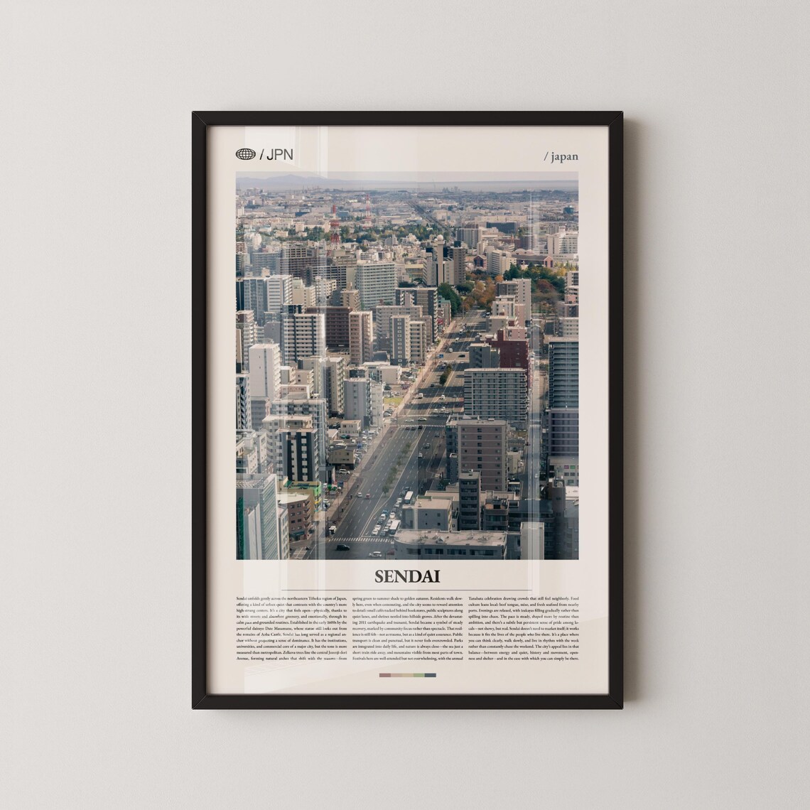 Sendai City Panorama Mountains Japan Tohoku Region Photo Poster