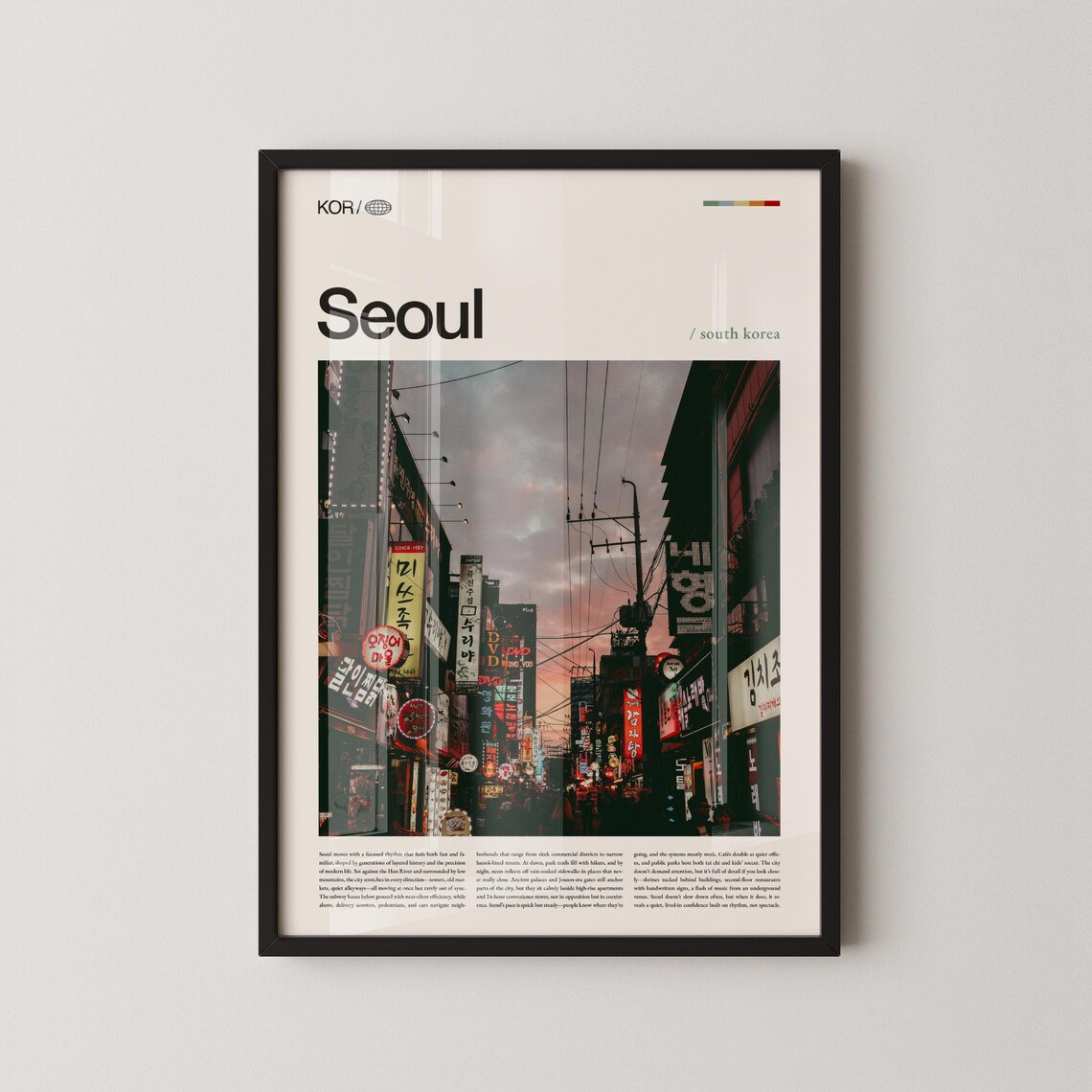 Seoul Night Street Neon Signs South Korea Cityscape Photo Poster