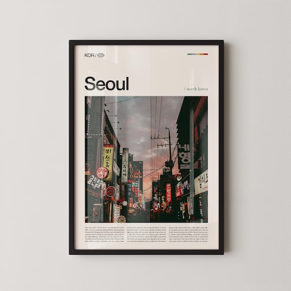 Seoul Night Street Neon Signs South Korea Cityscape Photo Poster