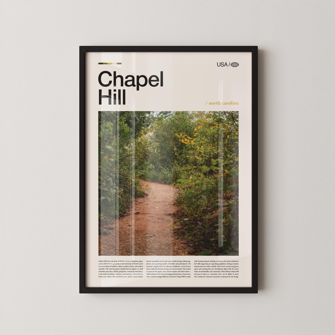 Chapel Hill Bold Title Forest Trail Woods Nature Photo Poster