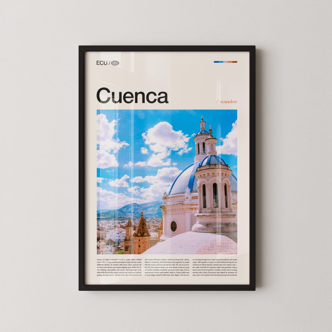 Cuenca Ecuador Blue Tiled Dome Cathedral Colonial City Poster