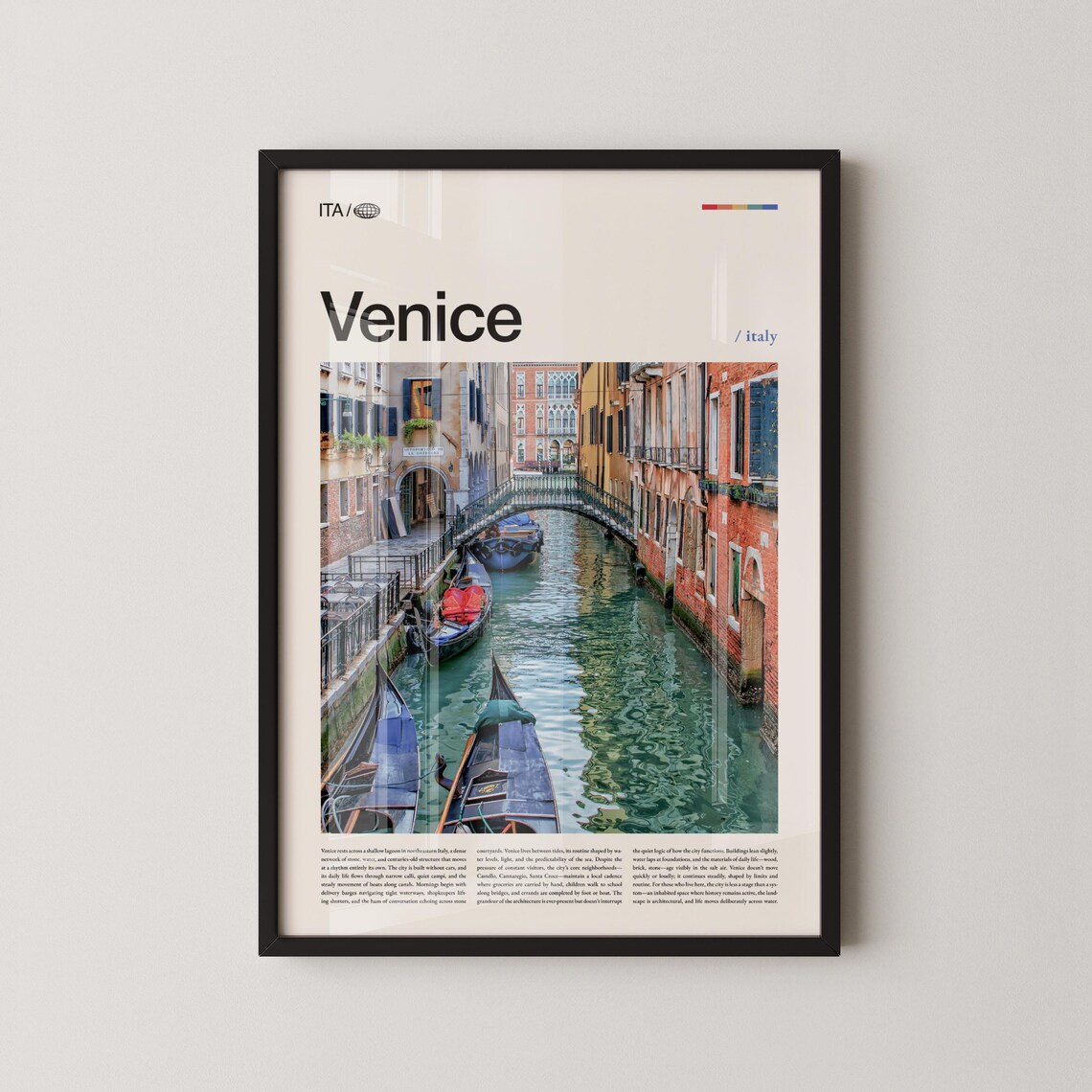 Venice Italy Travel Poster with Rialto Bridge Grand Canal Photo