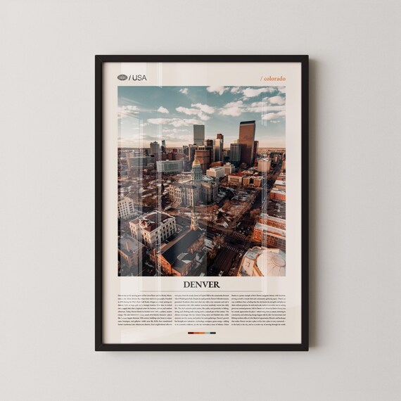 Denver Colorado Aerial Downtown Skyline Photo Travel Art Poster