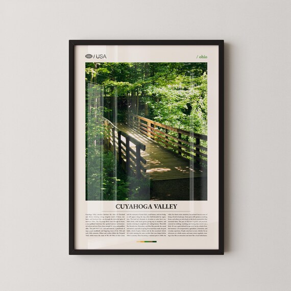 Cuyahoga Valley Ohio Sunlit Forest Boardwalk Travel Poster Art