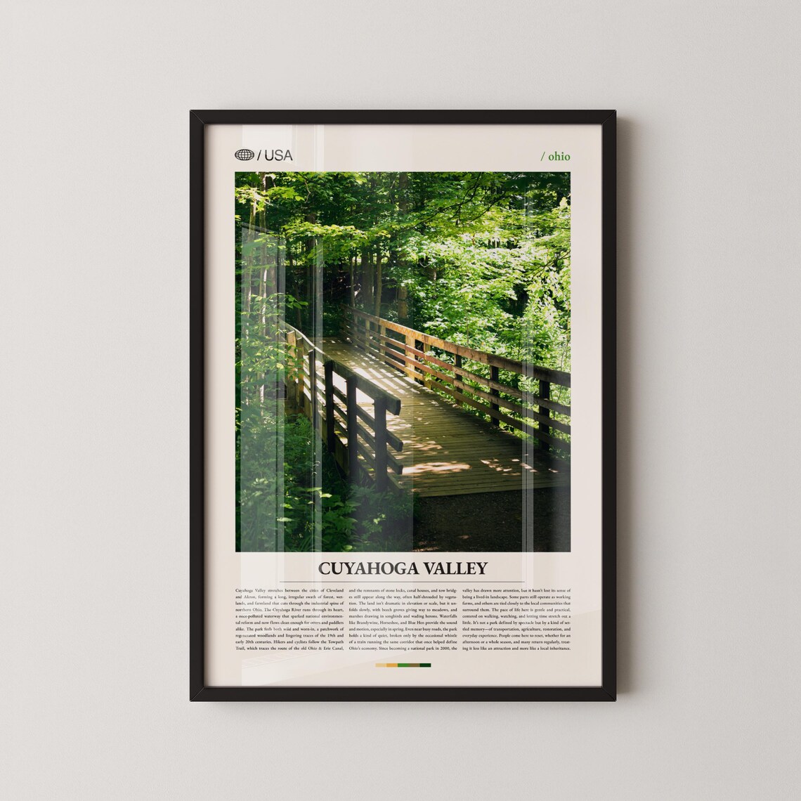 Cuyahoga Valley Ohio Sunlit Forest Boardwalk Travel Poster Art