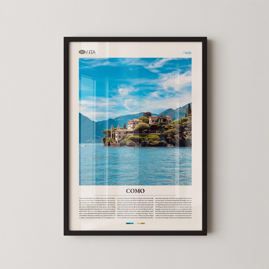 Como Lake Villa Sunlit Daytime View Classic Italy Travel Art Poster