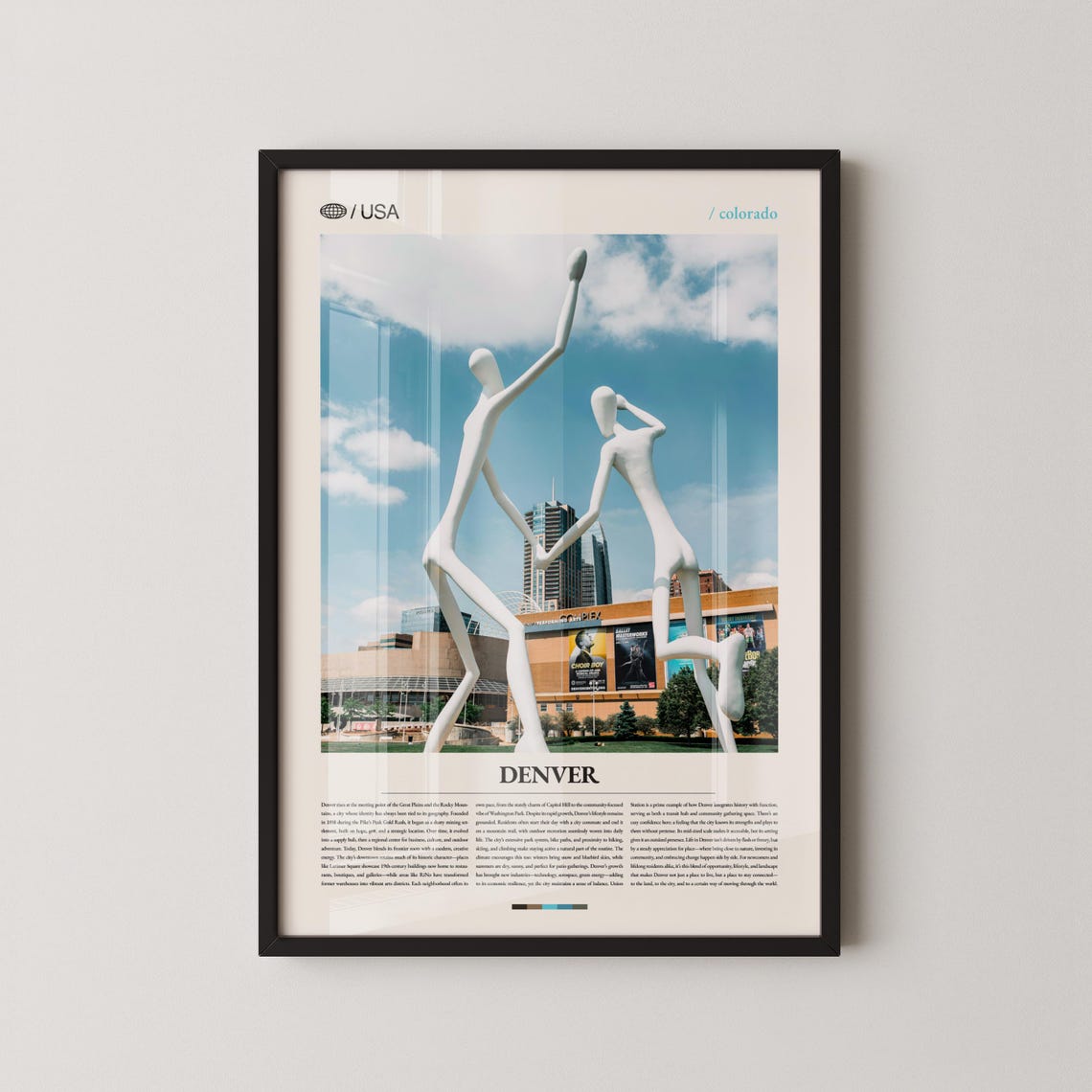 Denver Colorado Dancing Figures Sculpture City Art Travel Poster
