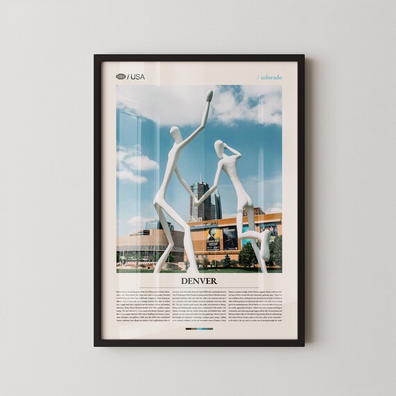 Denver Colorado Dancing Figures Sculpture City Art Travel Poster