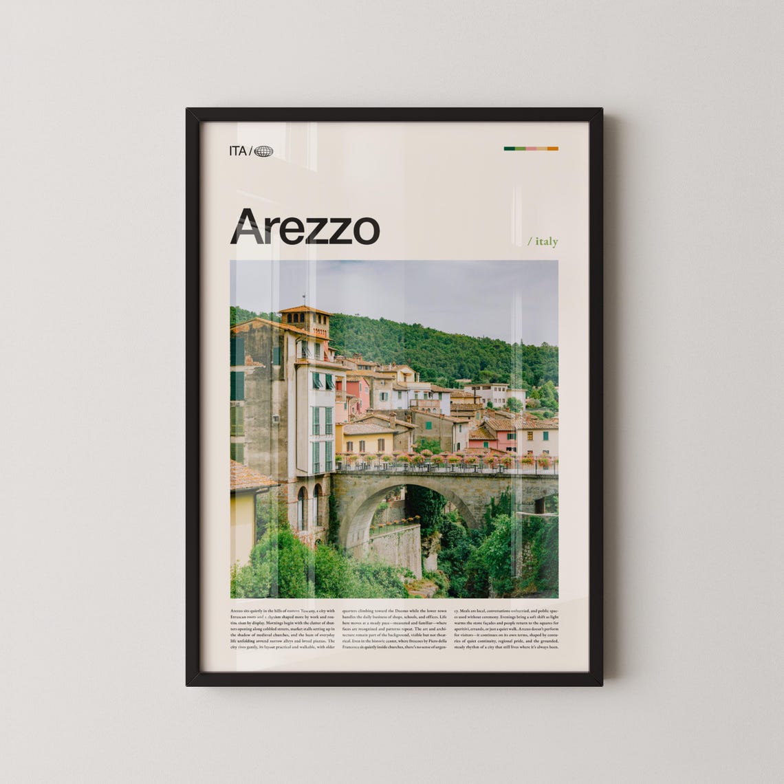 Arezzo Tuscany Italy Historic Town Hillside View Travel Poster
