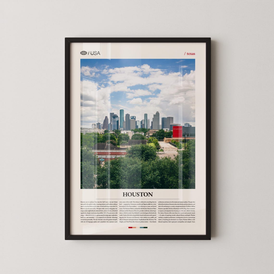 Houston Texas Downtown Skyline Blue Sky Daytime City View Poster
