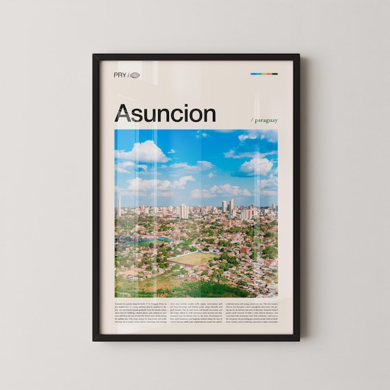Asuncion Paraguay Cityscape Panorama South America Travel Poster