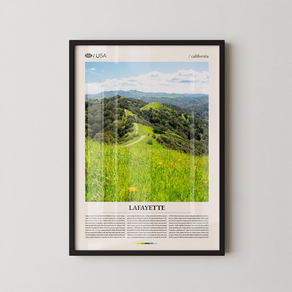 Lafayette California Rolling Green Hills Hiking Trail Travel Poster