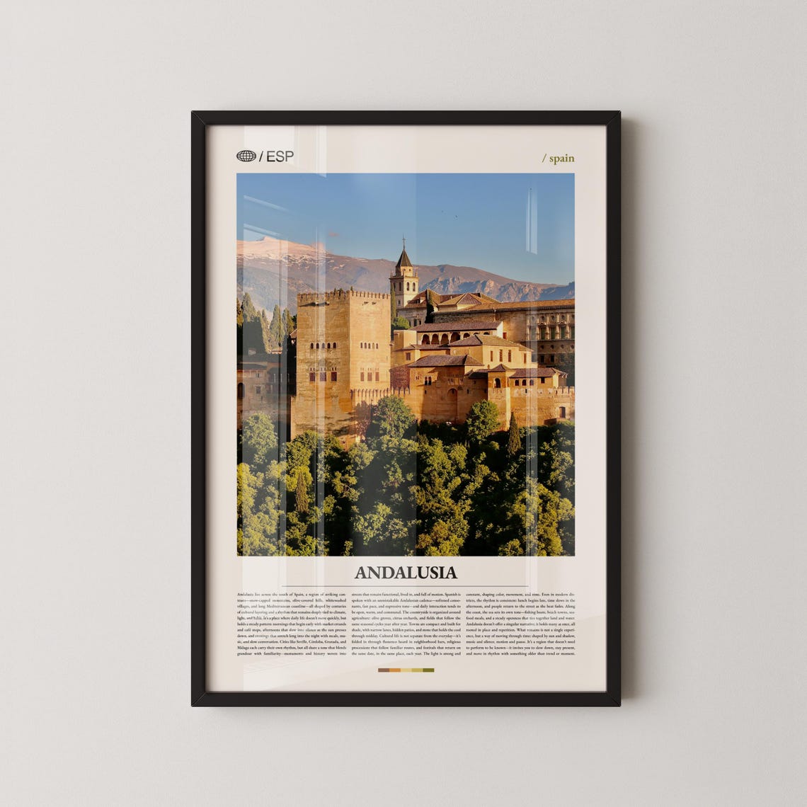 Andalusia Spain Alhambra Fortress Minimalist Editorial Travel Poster