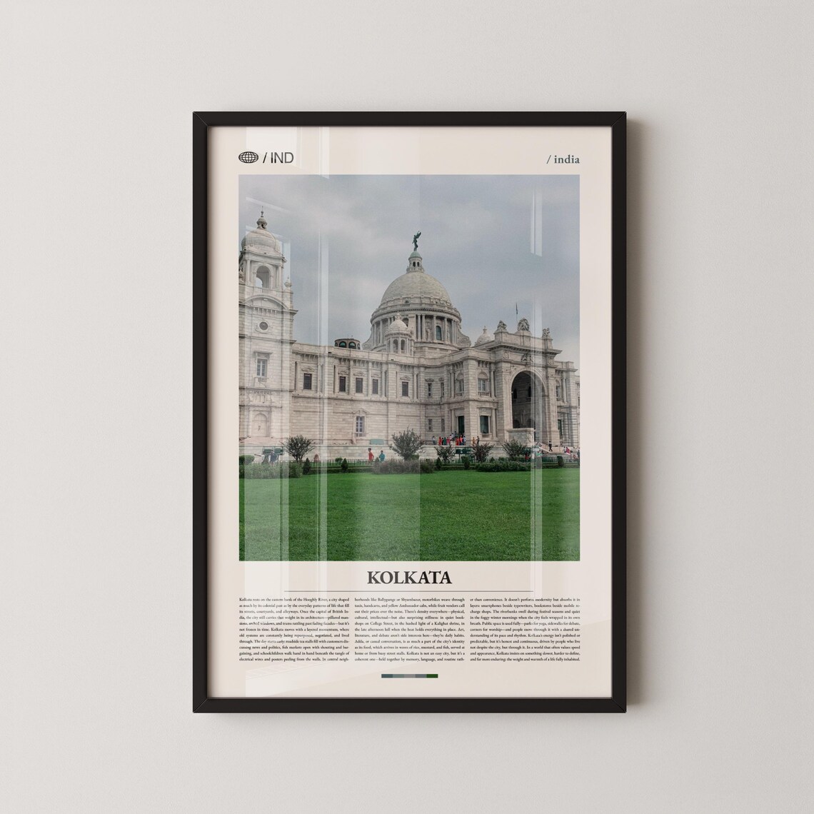 Kolkata India Victoria Memorial Historic Landmark Editorial Travel Poster