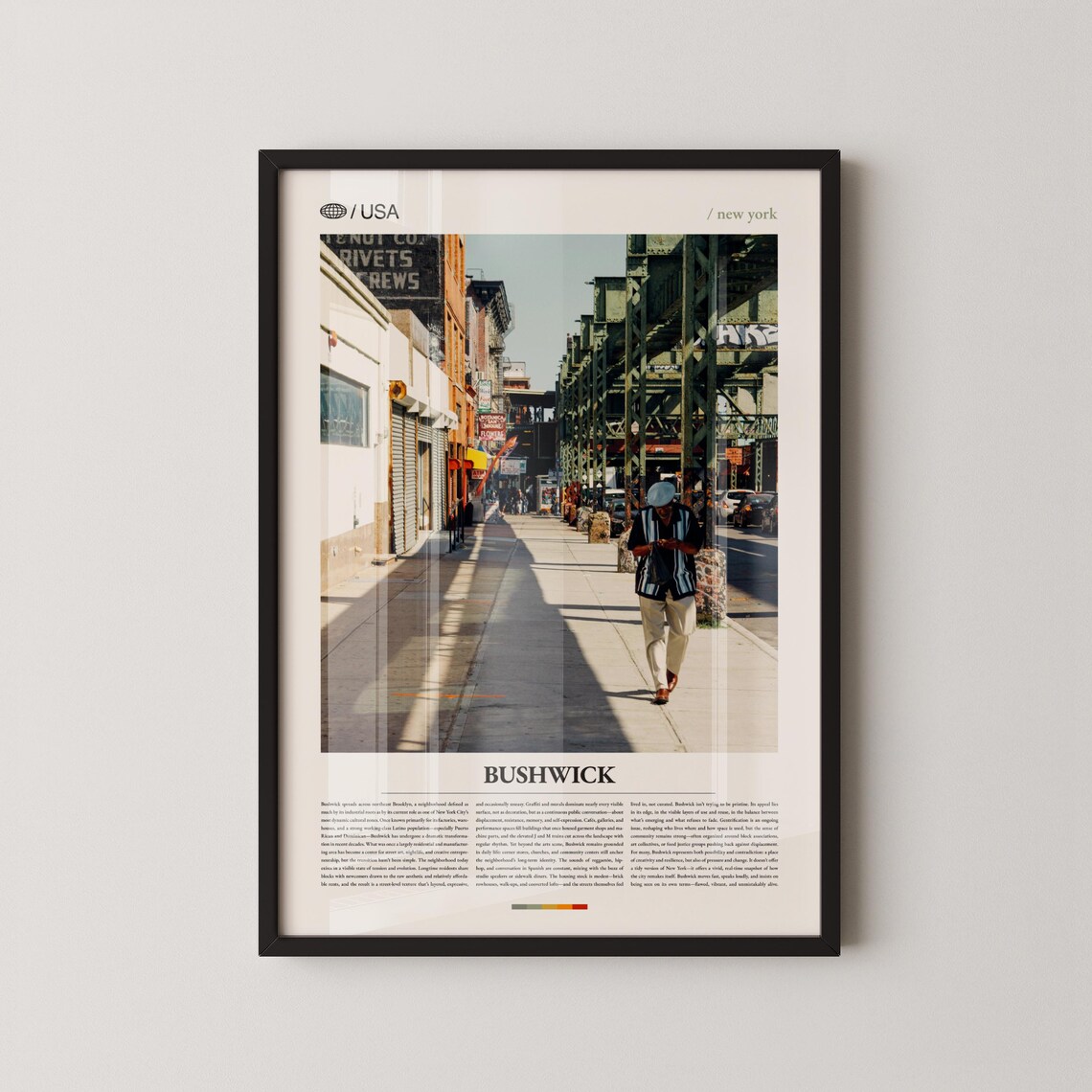 Bushwick Brooklyn New York Elevated Train Street Photo Travel Poster