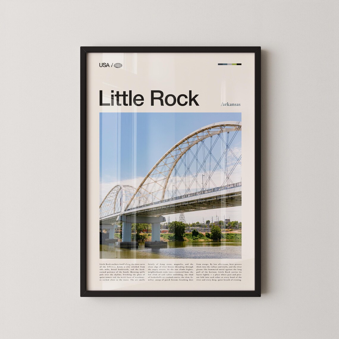 Little Rock Arkansas River Bridge Skyline Photo Travel Poster