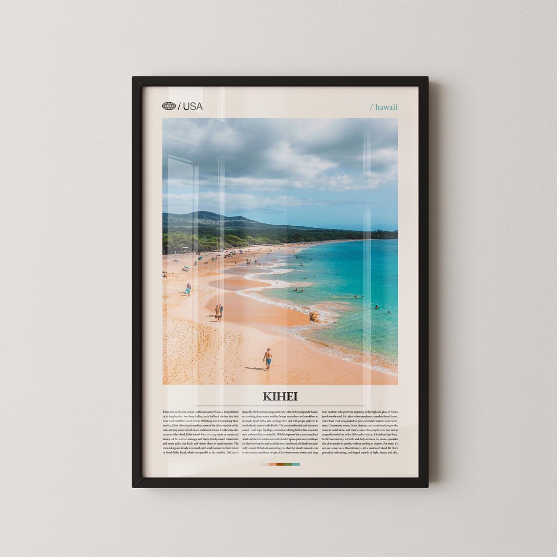 Kihei Hawaii Beach Aerial View Tropical Shoreline Surf Travel Poster