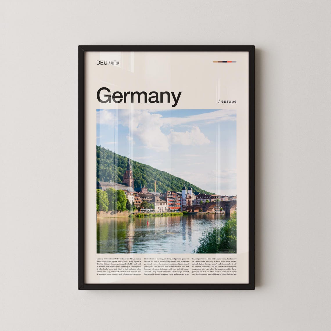Germany Riverside Old Town Reflections Photography Travel Poster