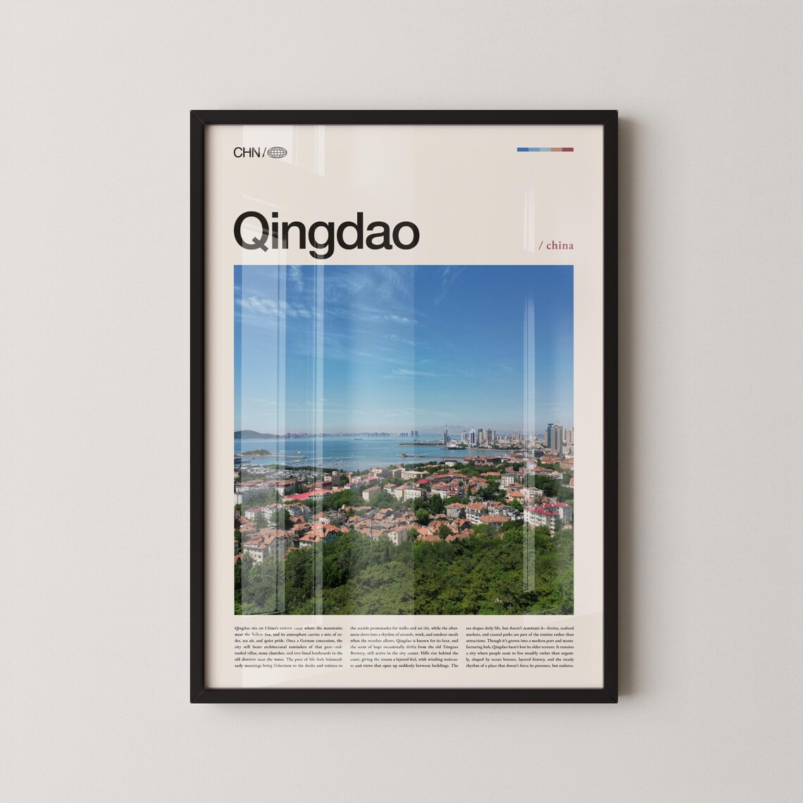 Qingdao China Coastal City Blue Bay Panorama Summer Day Poster