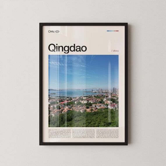 Qingdao China Coastal City Blue Bay Panorama Summer Day Poster