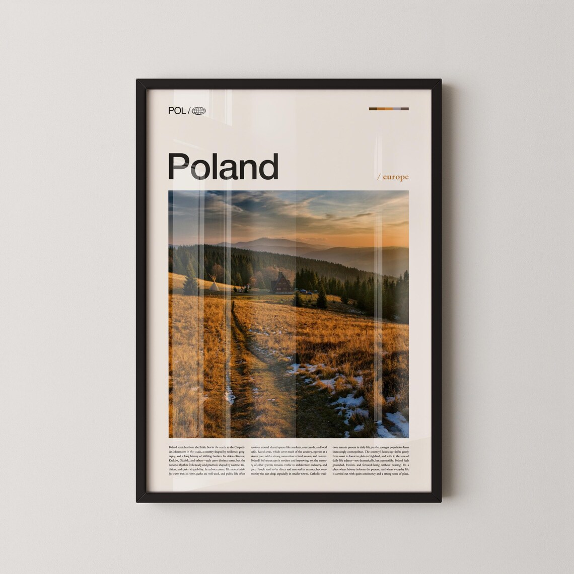 Poland Mountain Valley Golden Hour Landscape Photo Nature Poster