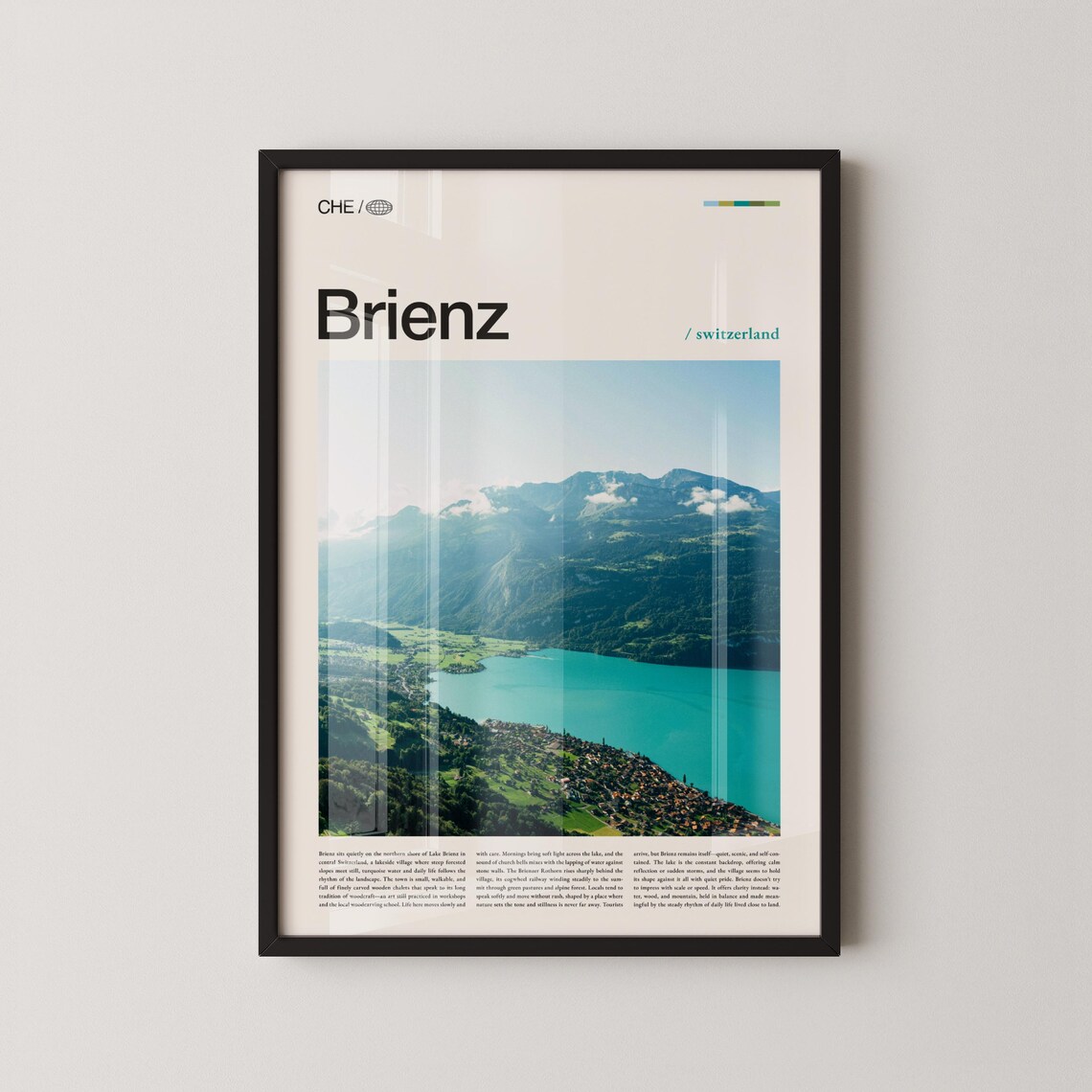 Brienz Switzerland Lake Mountain Village Photo Travel Decor Poster