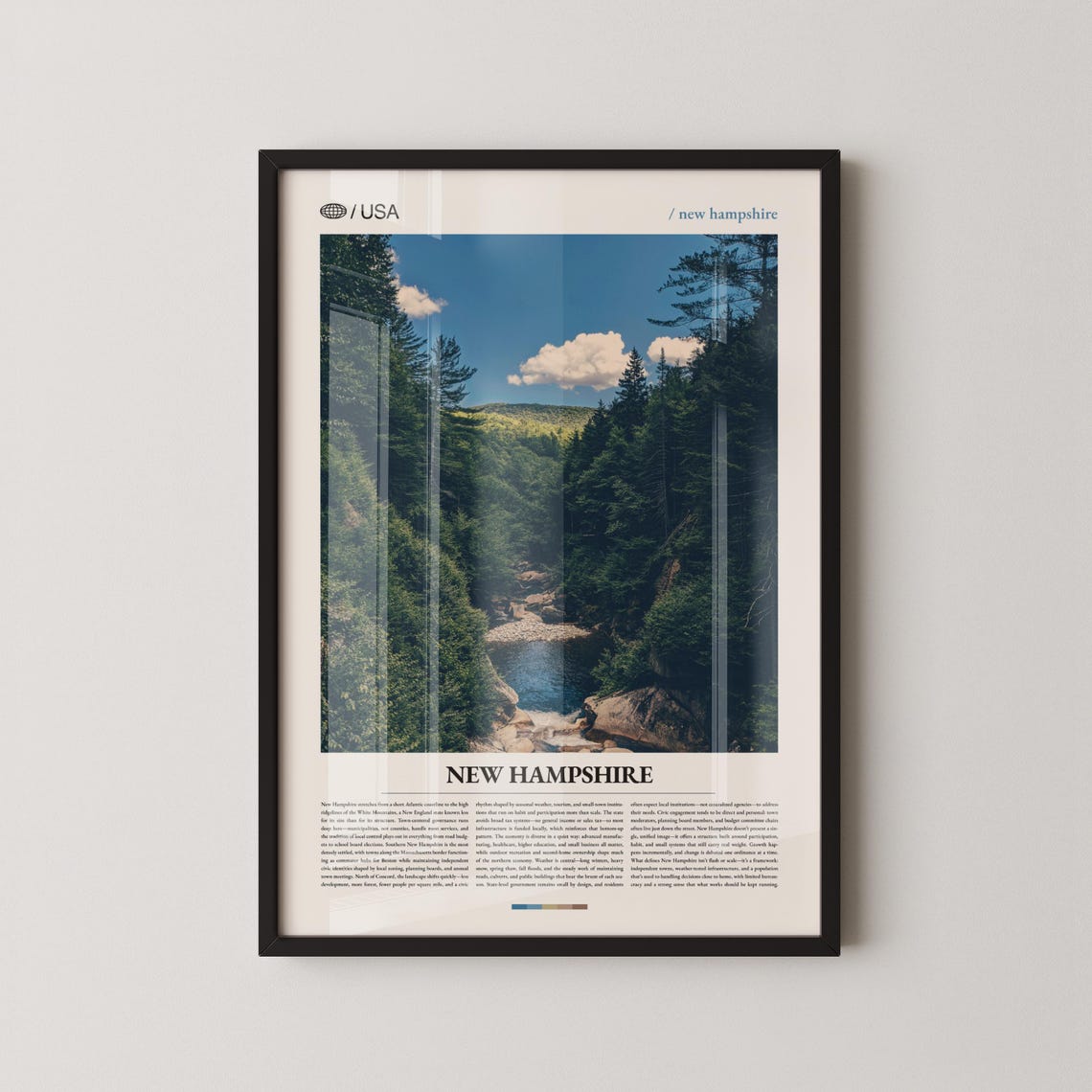 New Hampshire Forest River Gorge Summer Landscape Travel Print