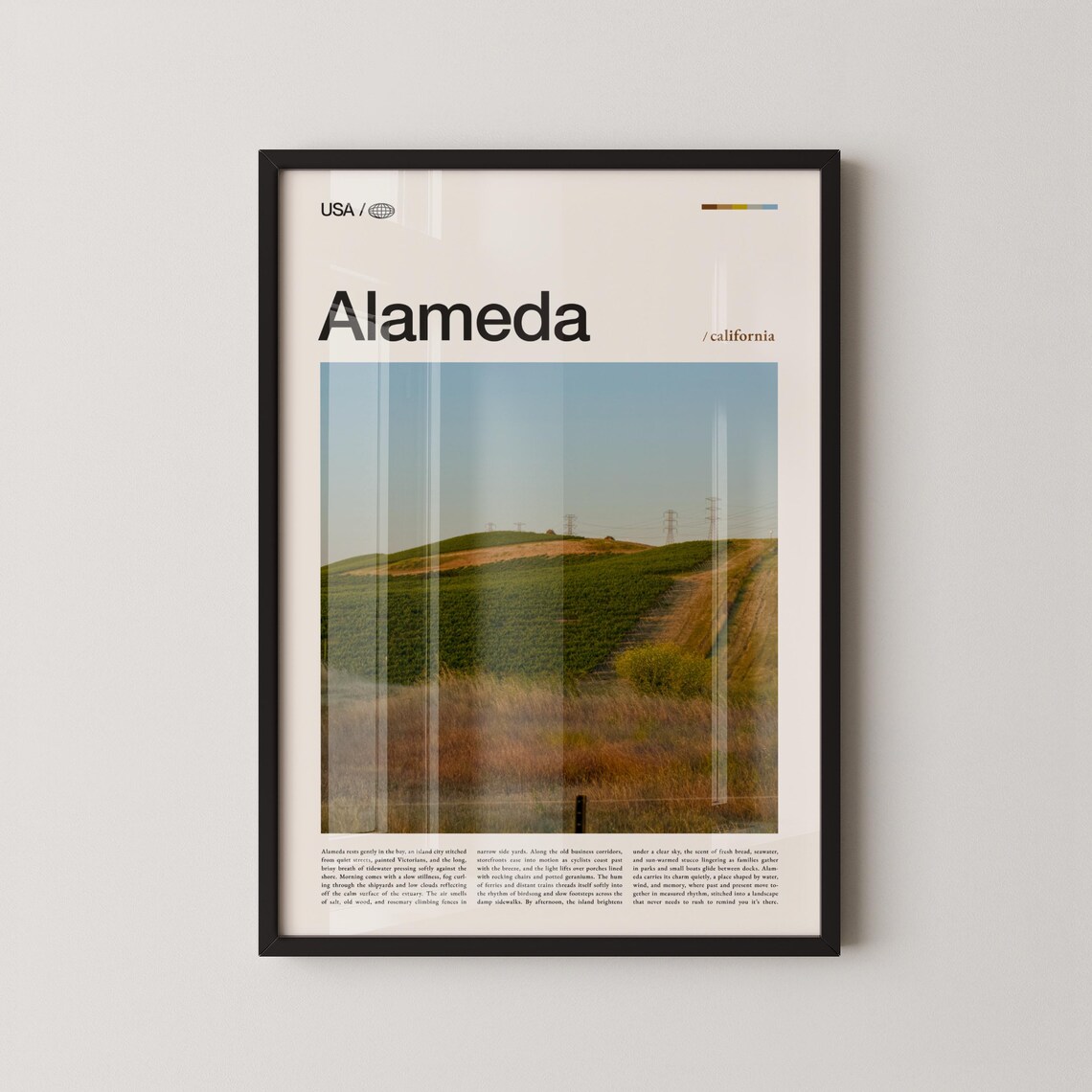 Alameda California Golden Grassland Hills Power Lines Photo Poster