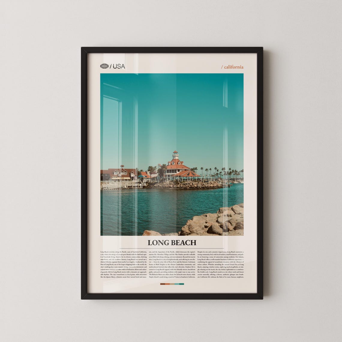 Long Beach California Waterfront Hotel Pacific Ocean Travel Poster