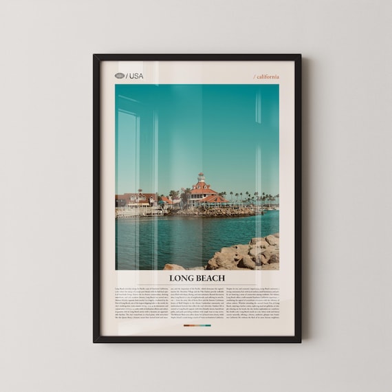 Long Beach California Waterfront Hotel Pacific Ocean Travel Poster