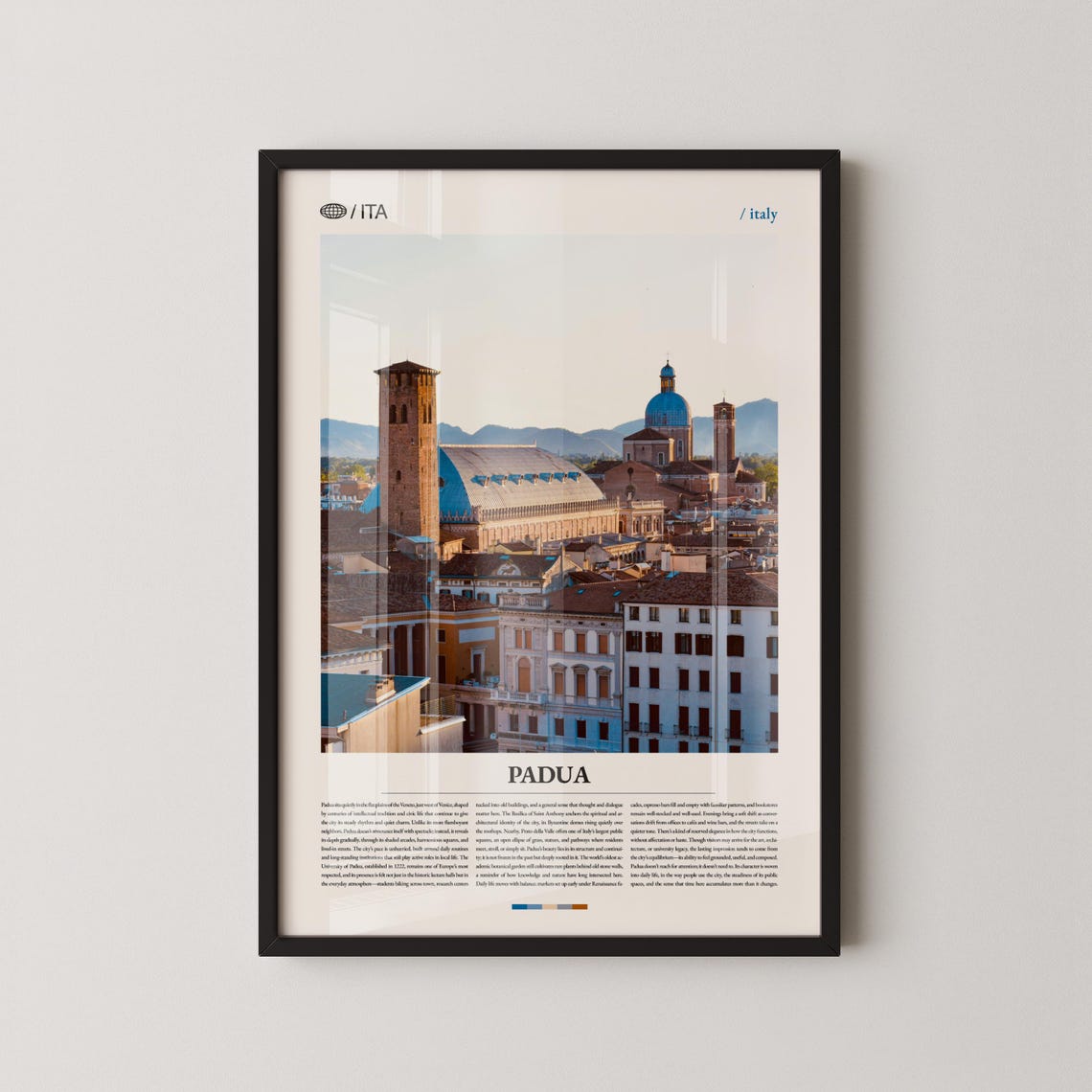 Padua Italy Photography Poster with Rooftop Domes and Historic Towers