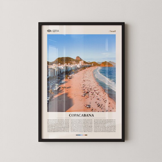 Copacabana Print Wall Art Poster Brazil Beach Photography Rio De Janeiro Coastal Decor