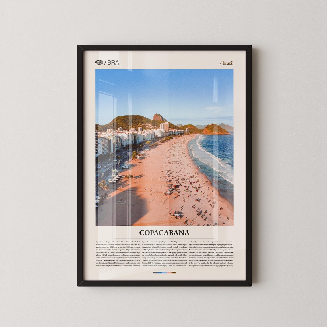 Copacabana Rio de Janeiro Brazil Beach Aerial Sugarloaf Travel Poster