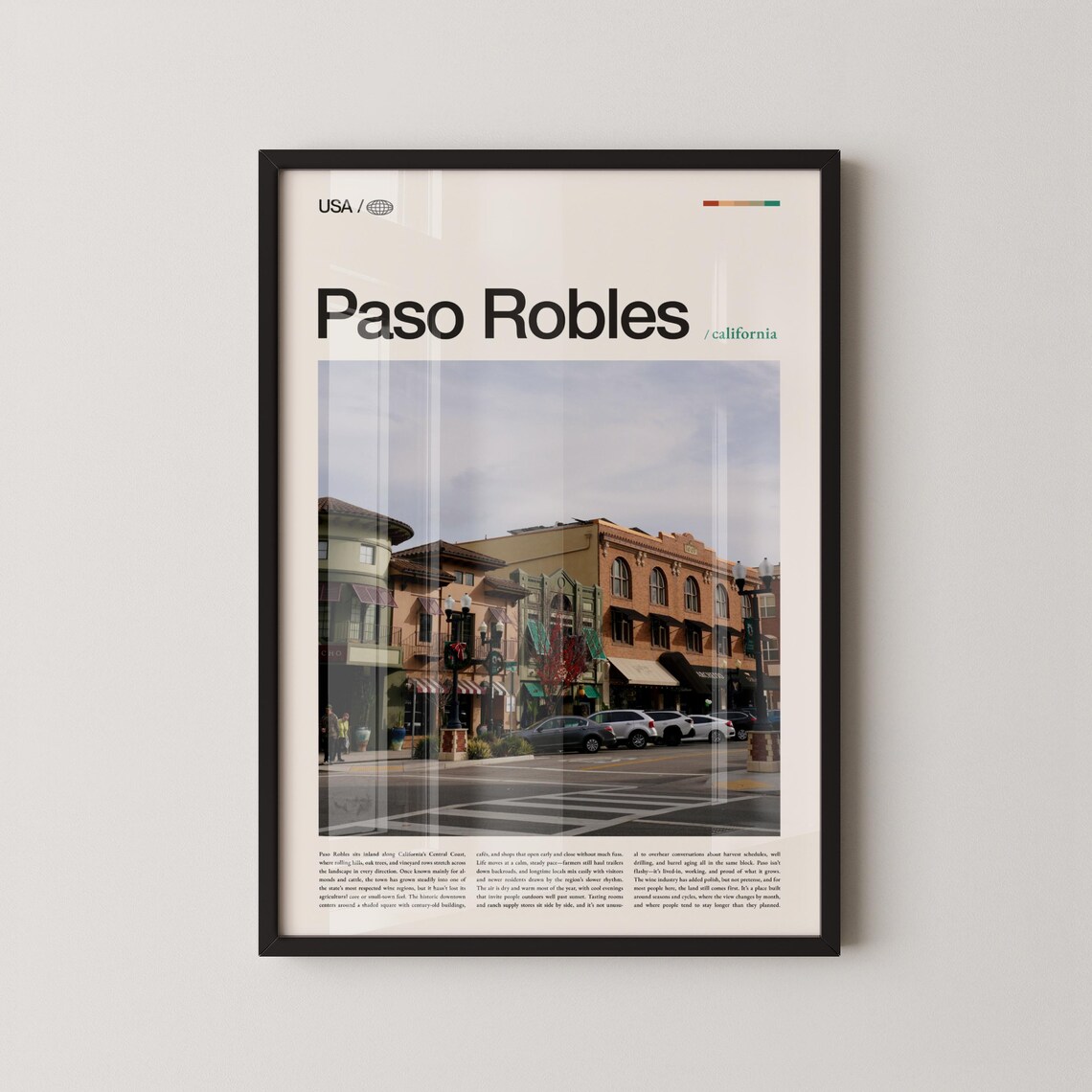Paso Robles California Historic Downtown Street Travel Poster