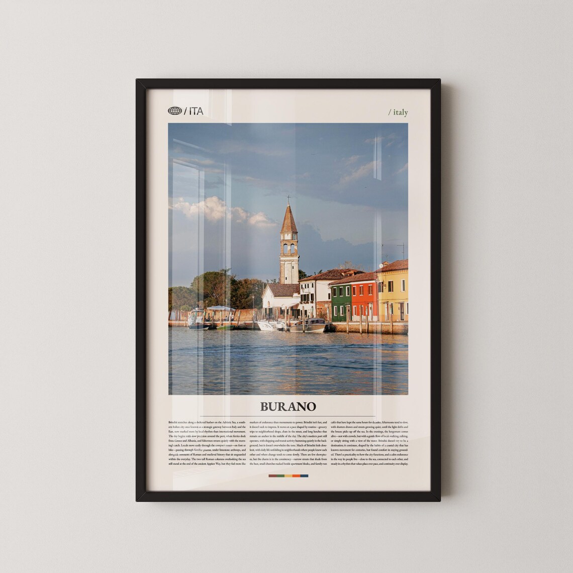 Burano Italy Colorful Island Village Canal View Travel Poster