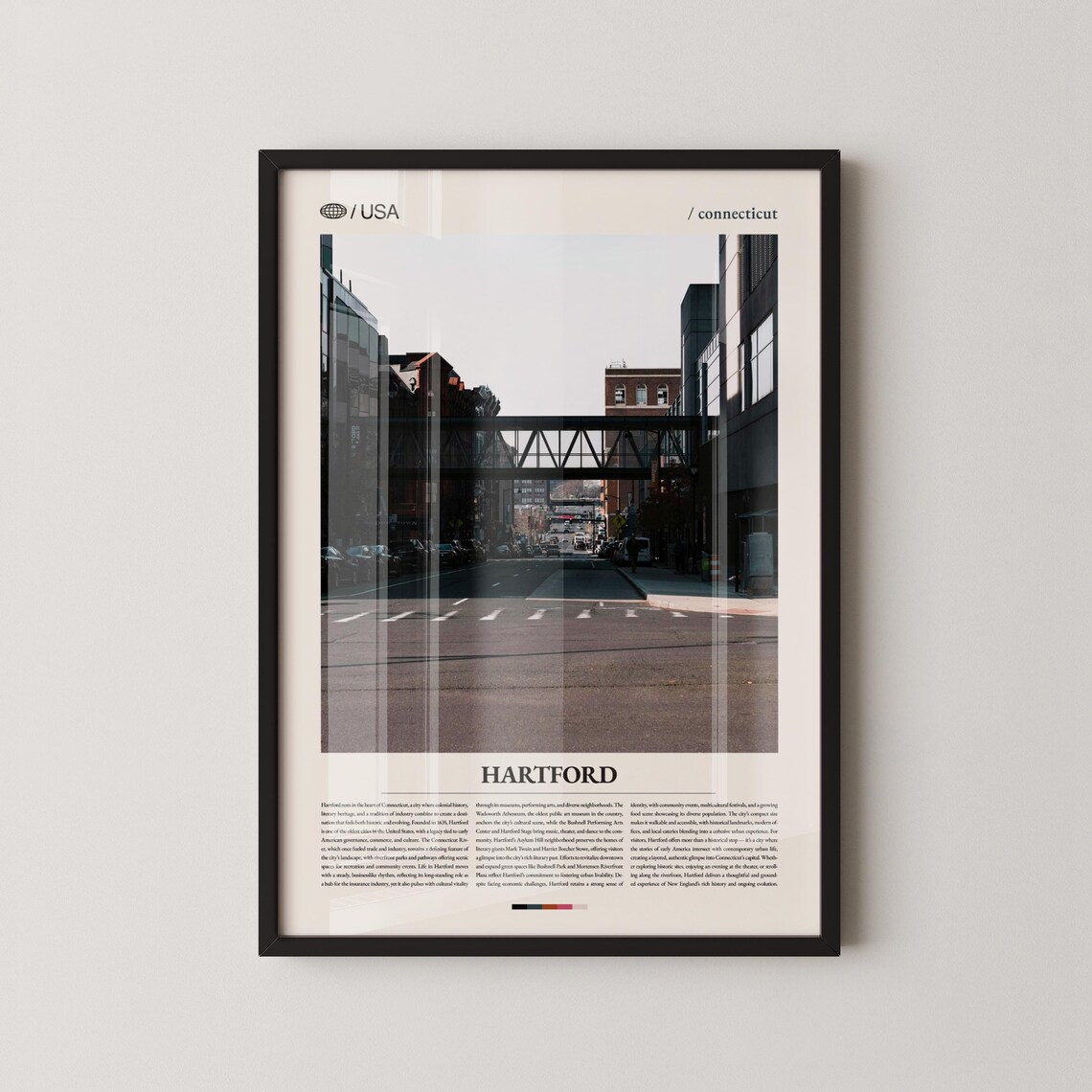 Hartford Connecticut Downtown Steel Skybridge Photo Travel Poster