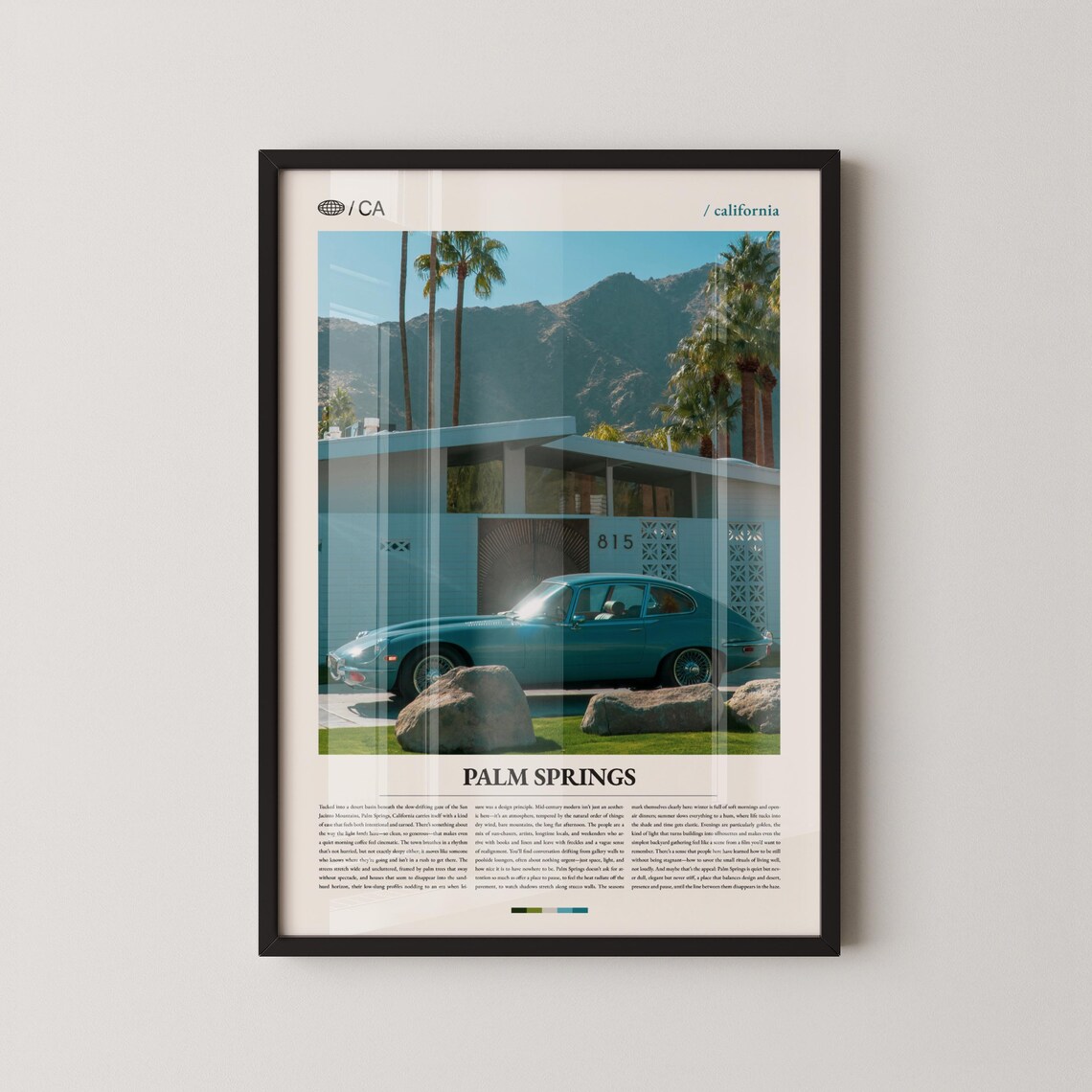 Palm Springs California Vintage Car Desert House Photo Poster