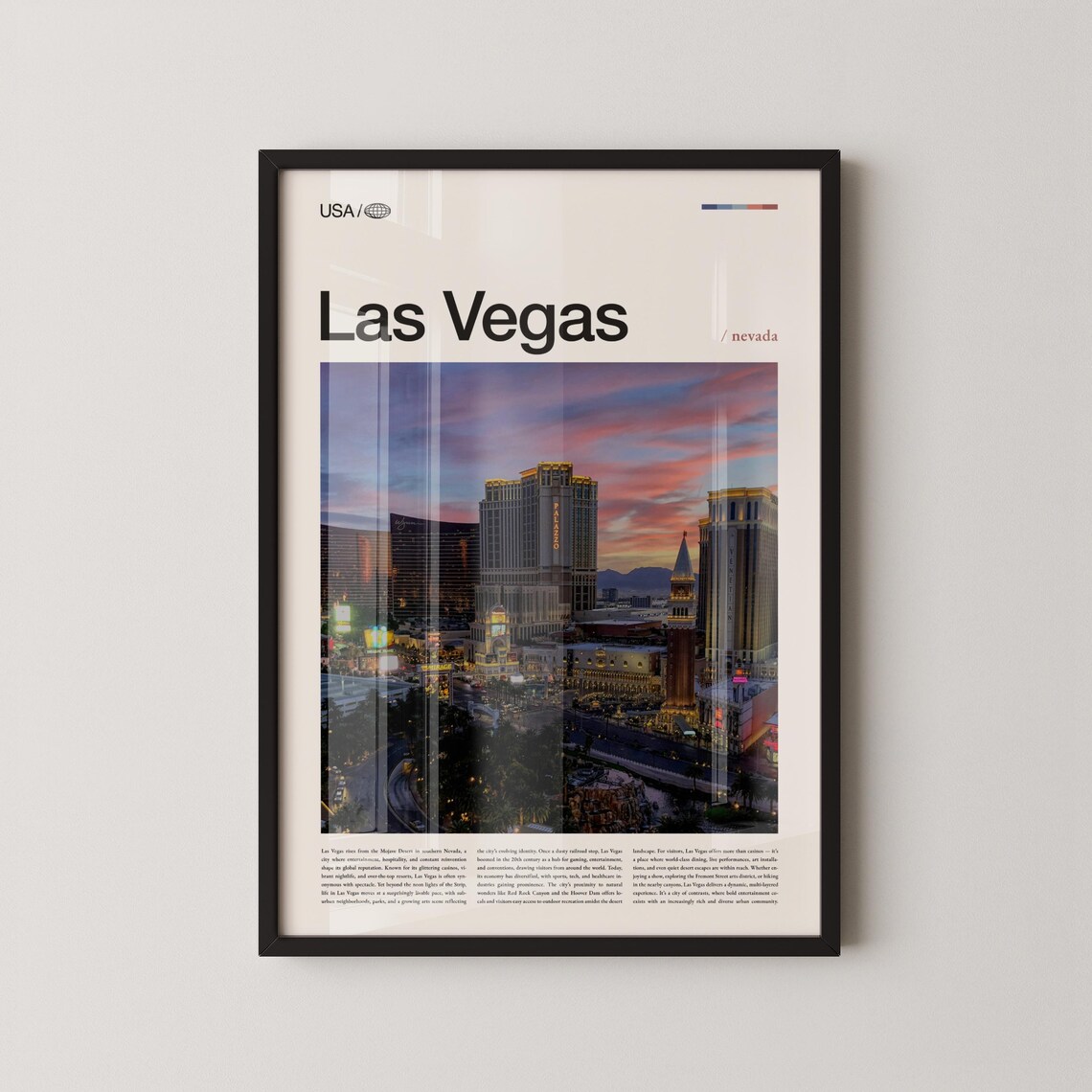 Las Vegas Palazzo Towers Sunset Aerial Nevada Cityscape Art Poster
