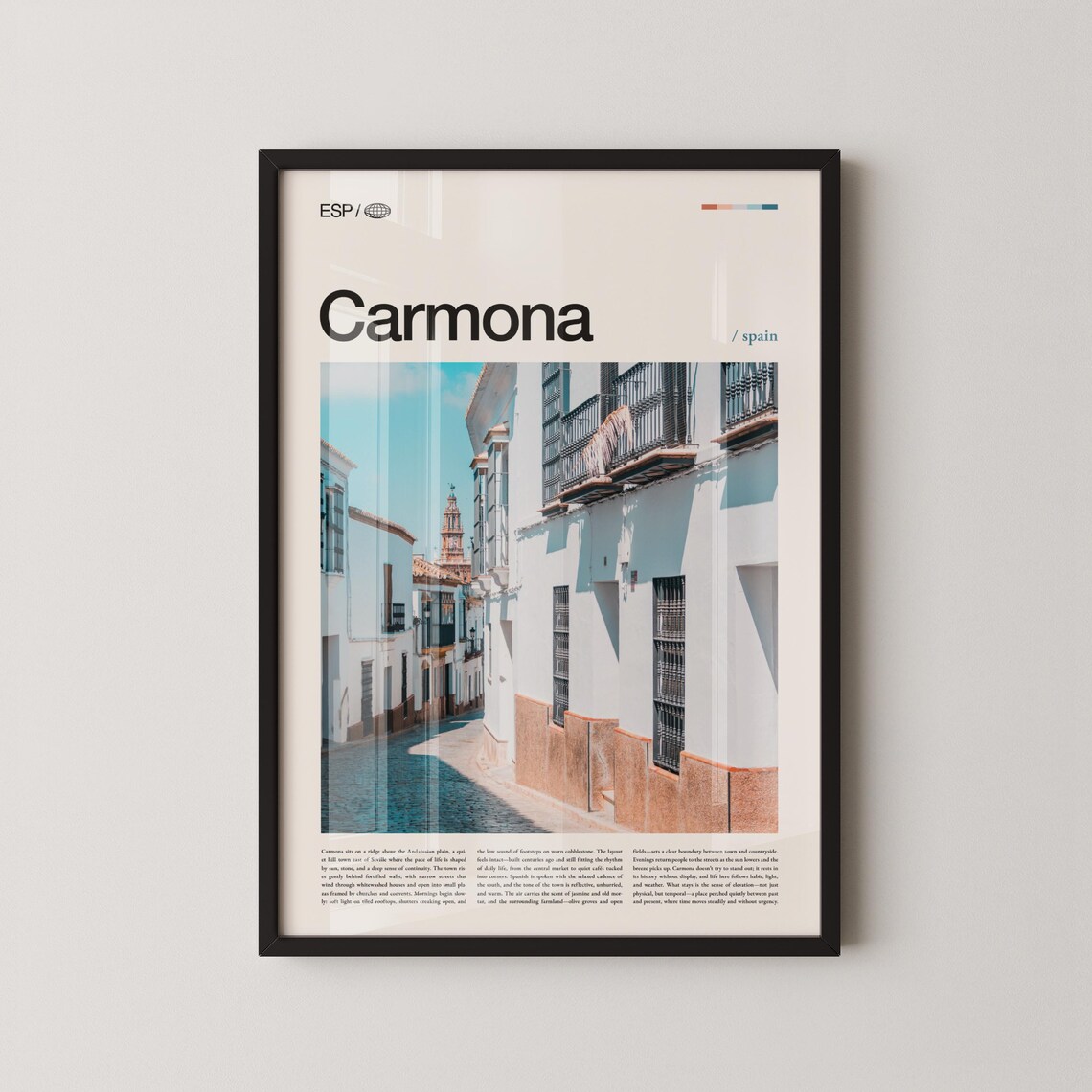 Carmona Spain Minimalist Whitewashed Old Town Street Travel Poster