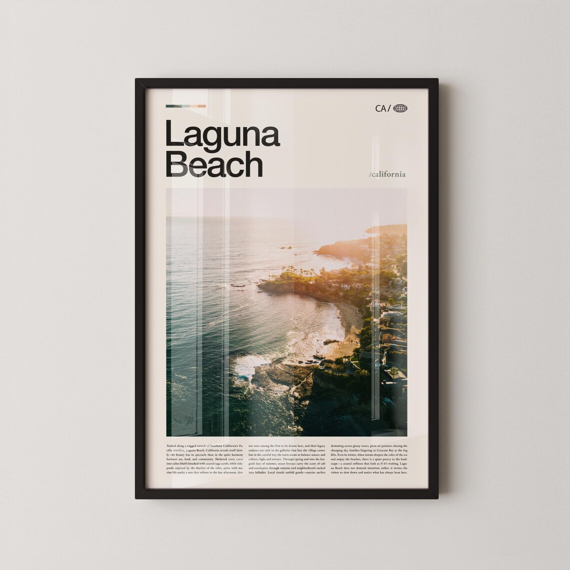 Laguna Beach California Golden Hour Cliffs Aerial Photo Travel Poster