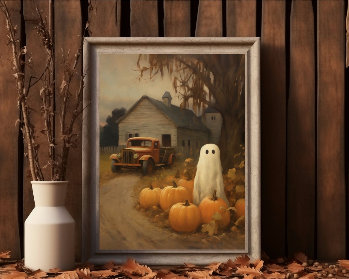 Rustic Farmhouse Ghost, Cottagecore Autumn Art Print - Image 4
