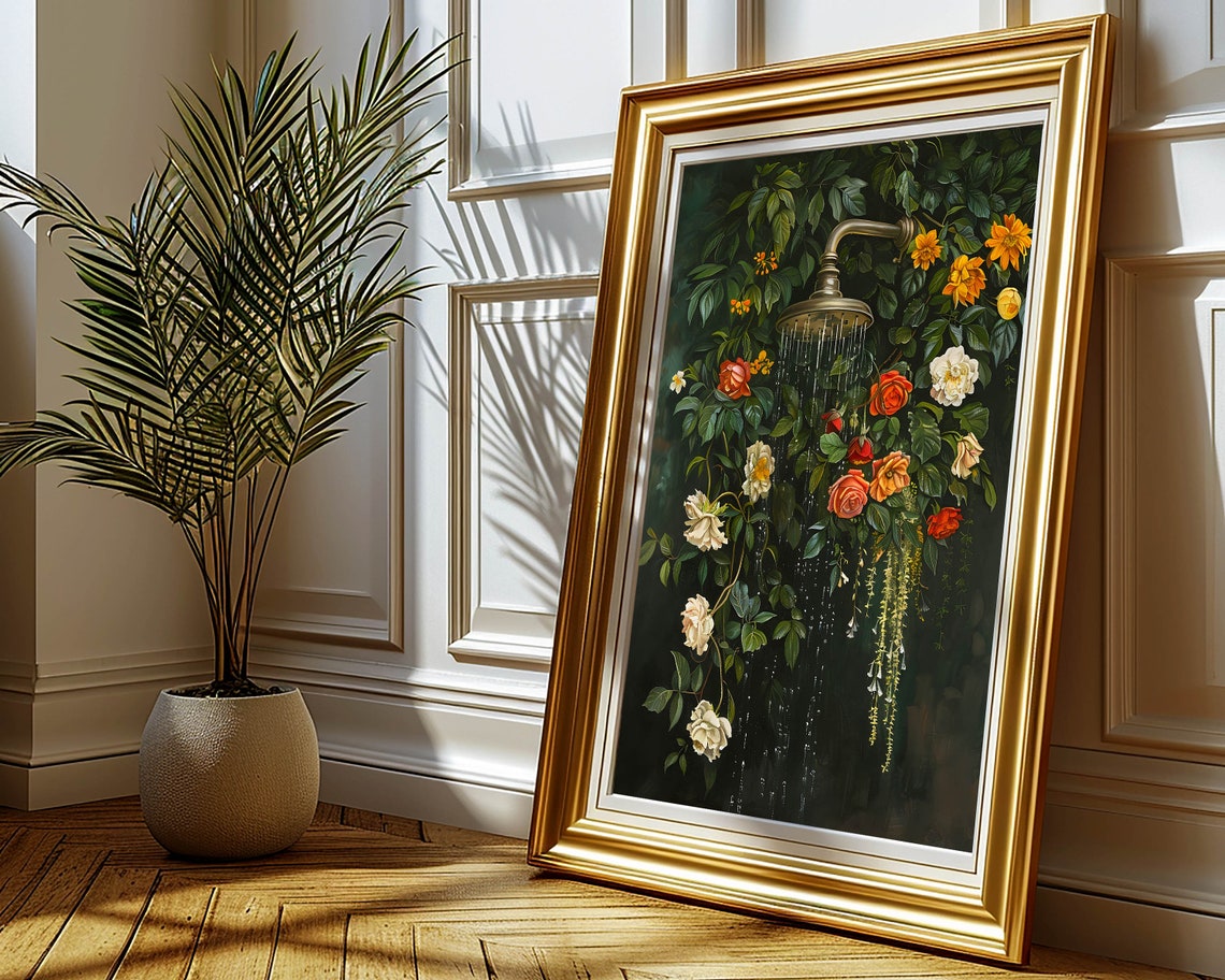 Moody Botanical Bathroom Floral Wall Art Print - Image 3